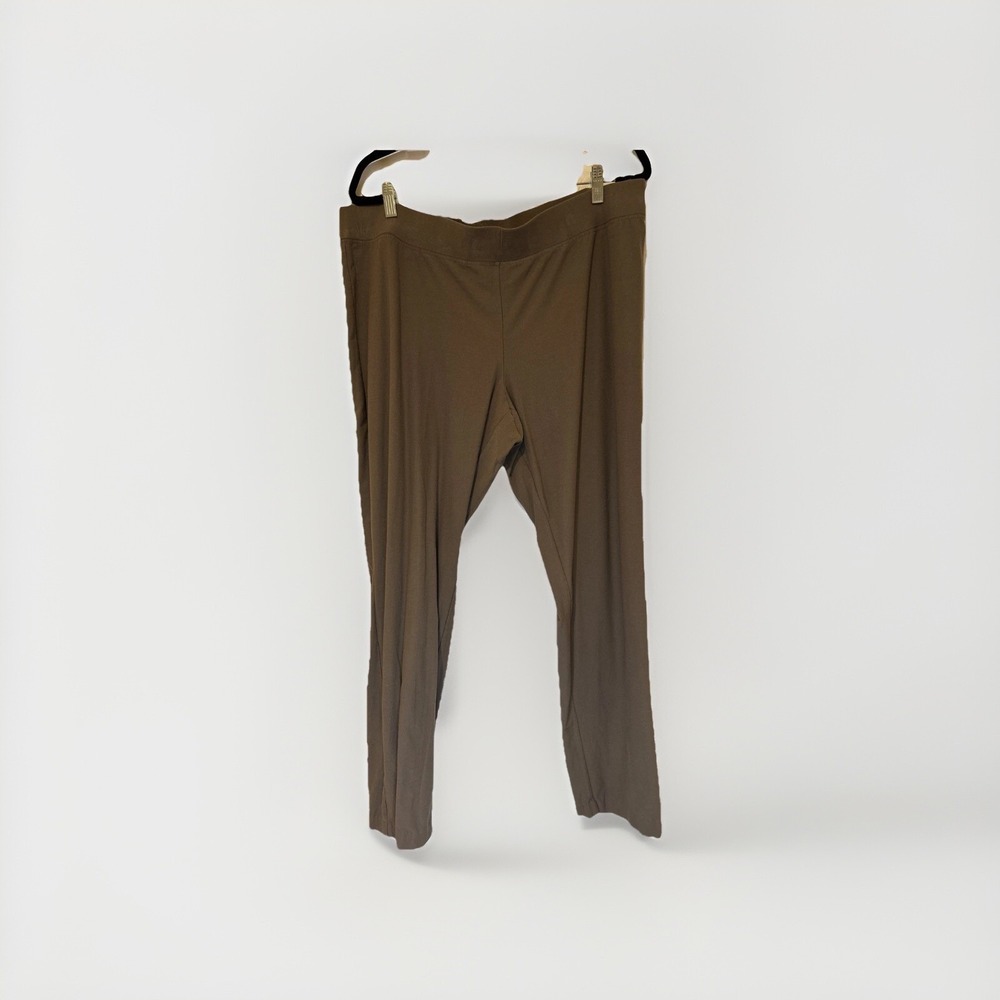 Eileen Fisher Womens‎ XL Taupe Brown Stretch Jersey Straight Leg Pull On Pants